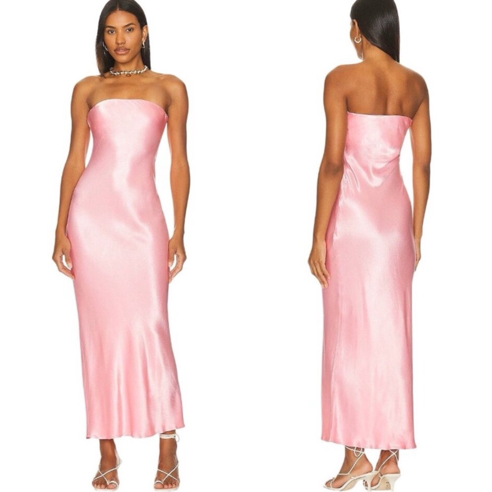 REVOLVE x Sndys Angel Pink Satin Slip Strapless Midi Dress